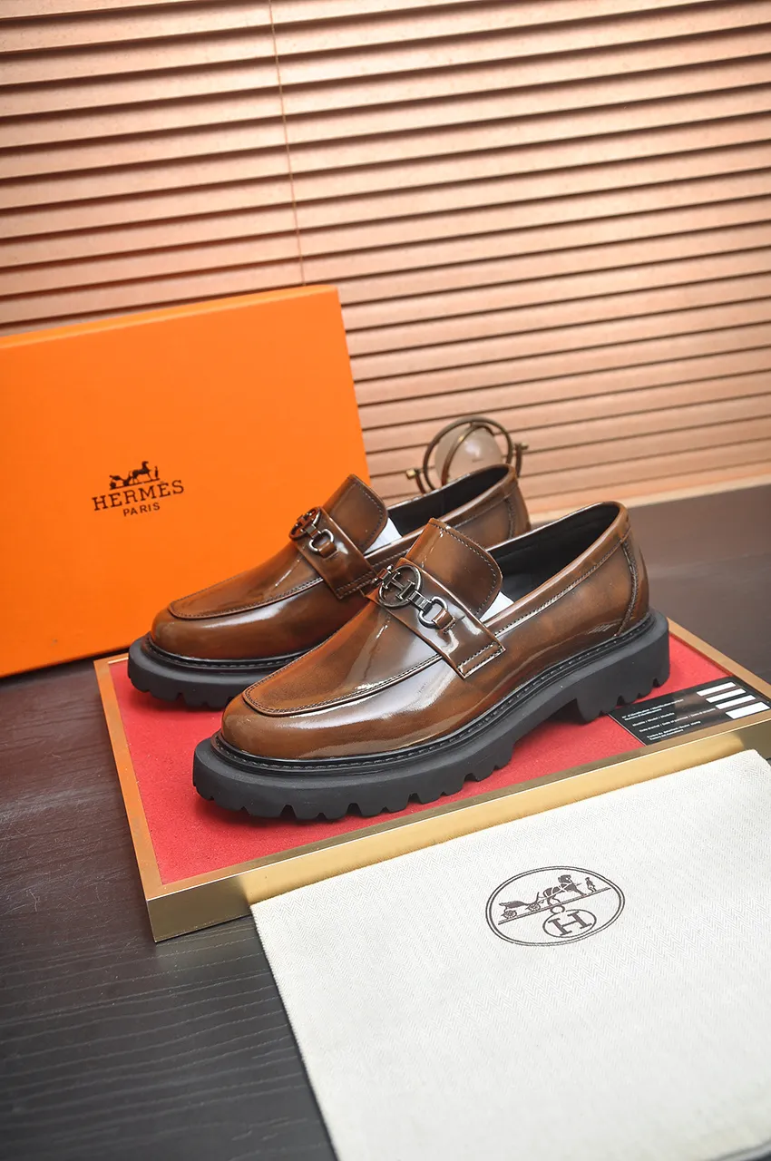 Men's men's shoes 💰720💶【[Hermes HERMES】】(High-end Niuli) New 🍀 HERMES - top version of classic casual leather shoes! Made of imported original cowhide, the inner top layer is comfortable cowhide lining! Original wear-resistant rubber foam outsole! High quality products! Code number 38-45 (45 customized)